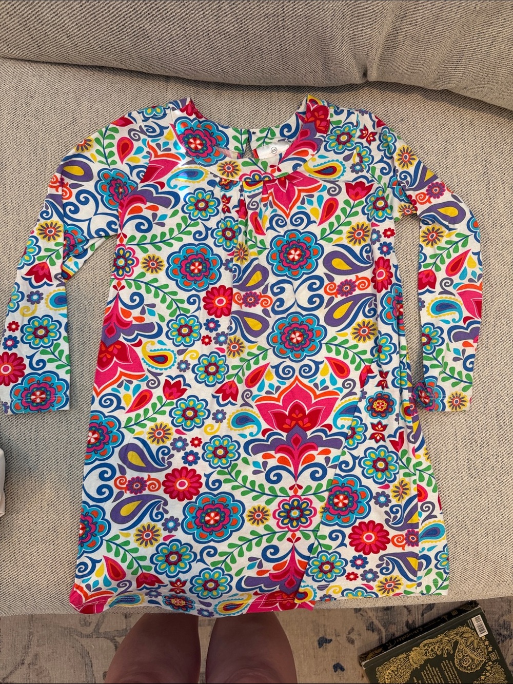 Hanna Andersson Multi Floral Long Sleeve Swim Coverup - Bright Red Blue Green